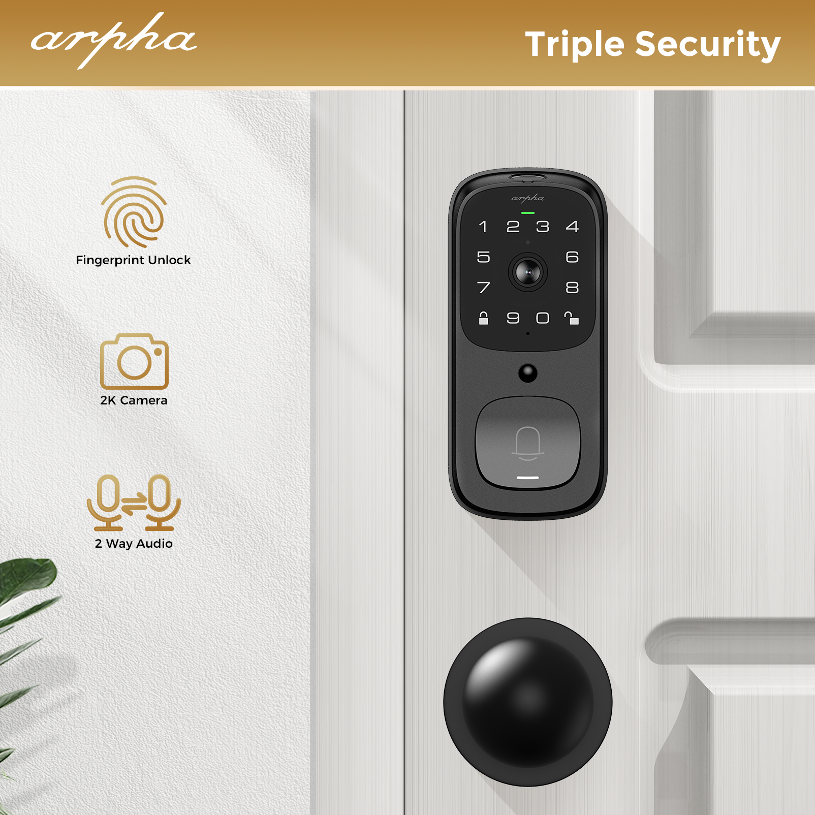 Smart link Security Door Smart Locks with Video Doorbell and Camera