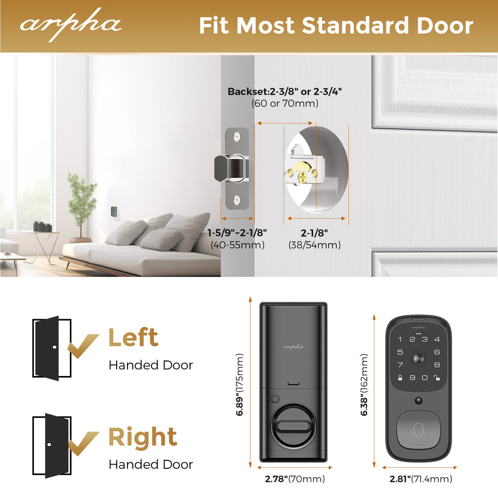 Smart link Security Door Smart Locks with Video Doorbell and Camera